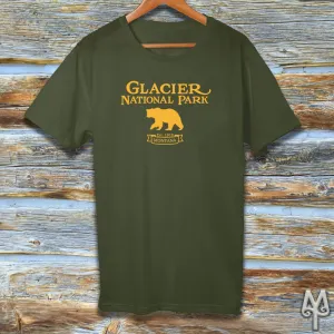 Glacier National Park, gold logo t-shirt