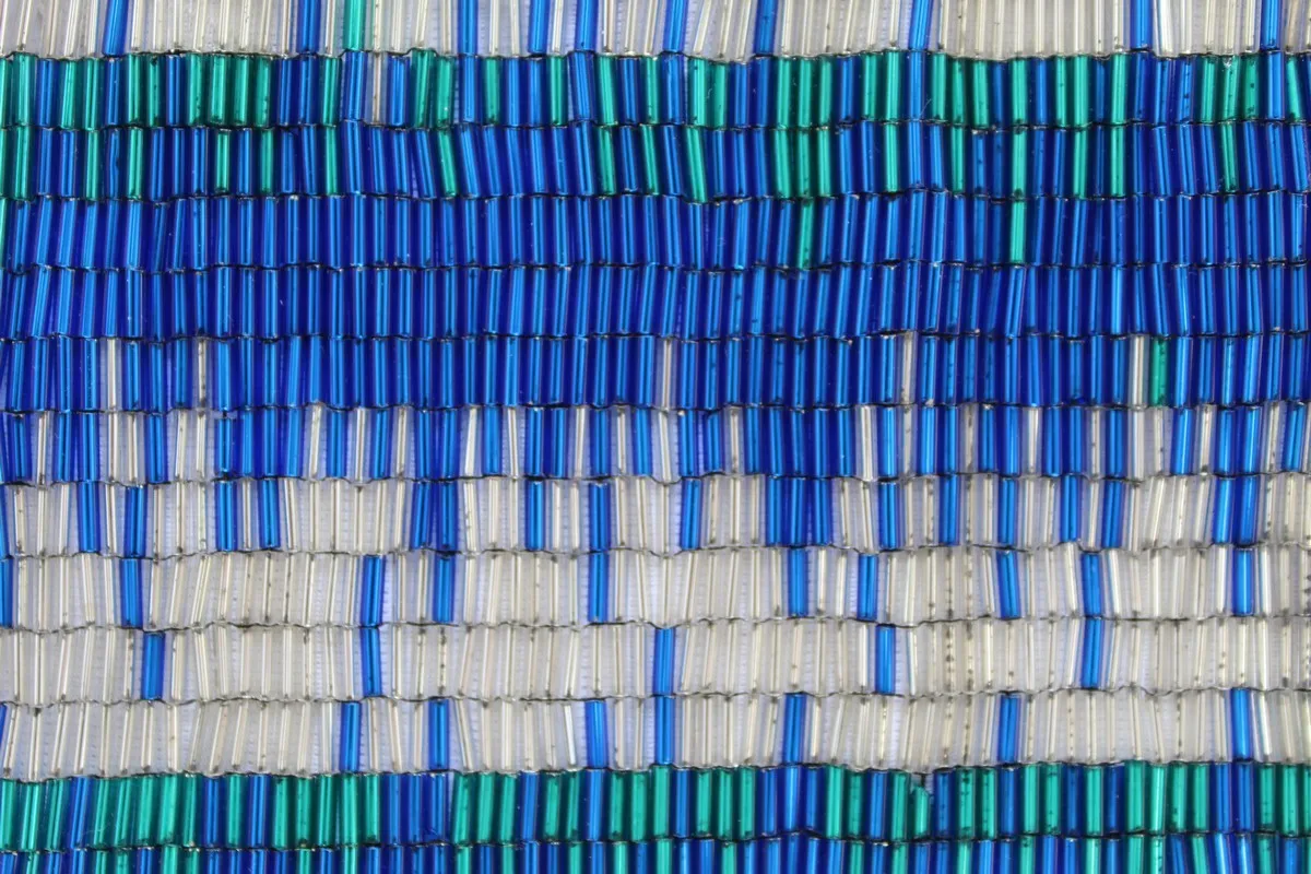 Glass Bead Flapper Clutch - BLUE