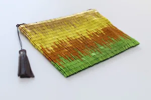 Glass Bead Flapper Clutch - GREEN