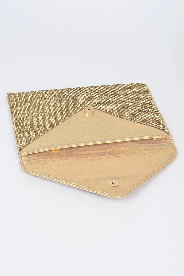 Glowing Perception Gold Rhinestones Envelope Clutch