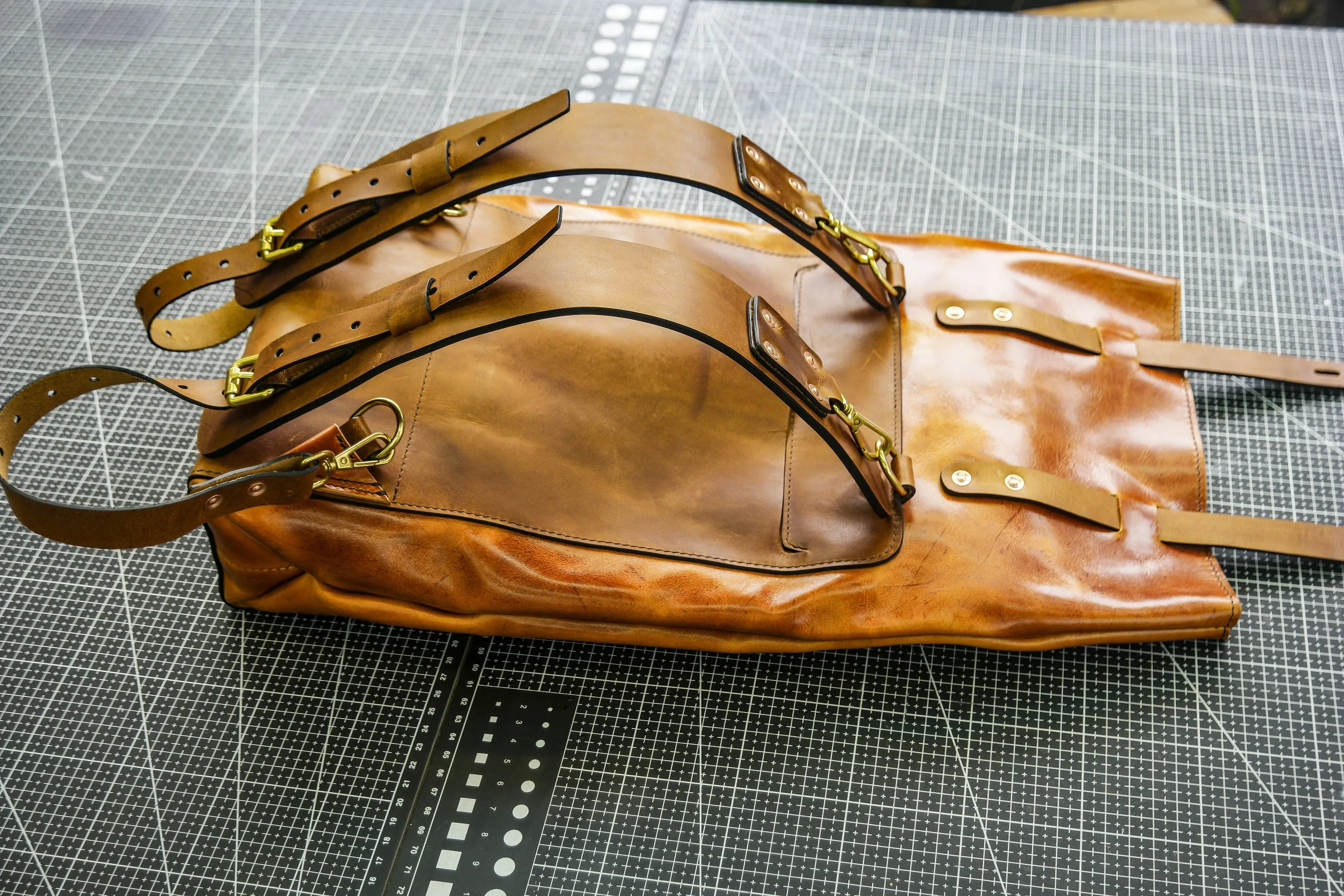 Golden chrome tanned cowhide backpack