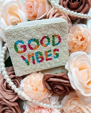 Good Vibes / White Coin Pouch