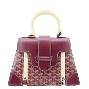 GOYARD Saigon Chevron Print Coated Canvas Top Handle Satchel Bag Burgundy