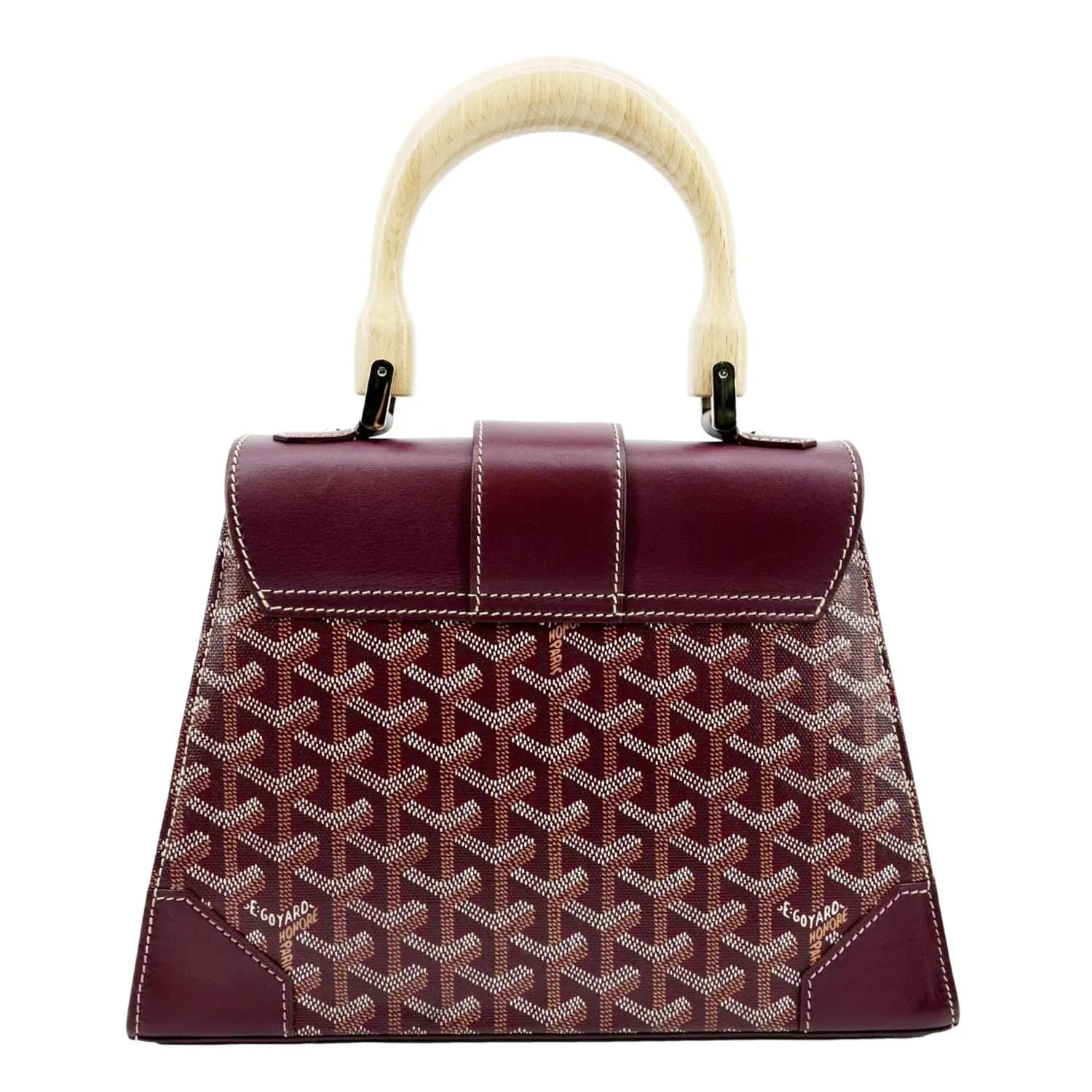 GOYARD Saigon Chevron Print Coated Canvas Top Handle Satchel Bag Burgundy