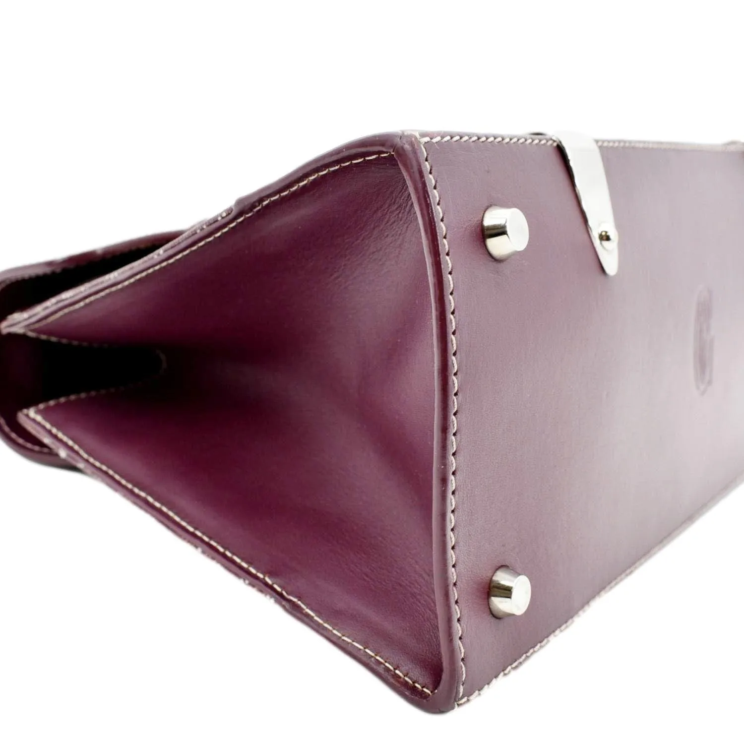 GOYARD Saigon Chevron Print Coated Canvas Top Handle Satchel Bag Burgundy