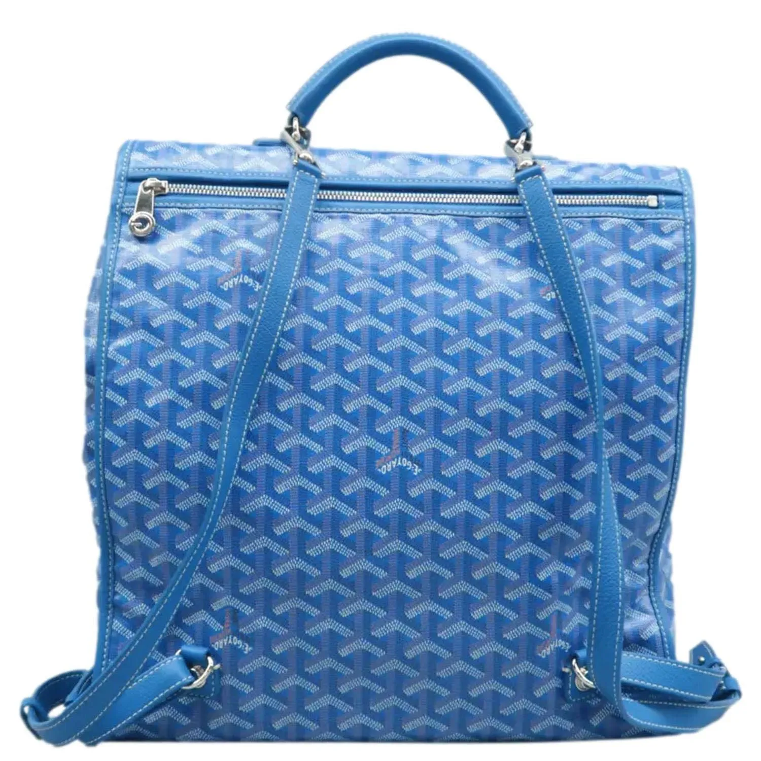 GOYARD Saint Leger Chevron Print Canvas Backpack Sky Blue