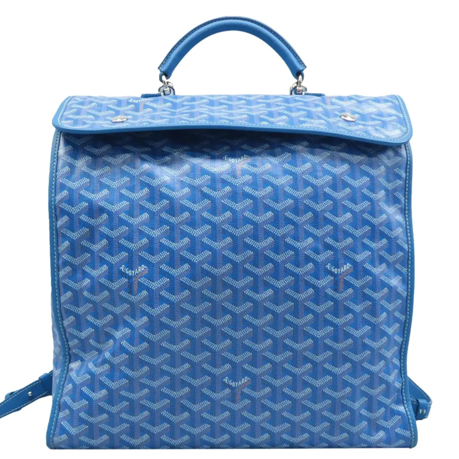 GOYARD Saint Leger Chevron Print Canvas Backpack Sky Blue