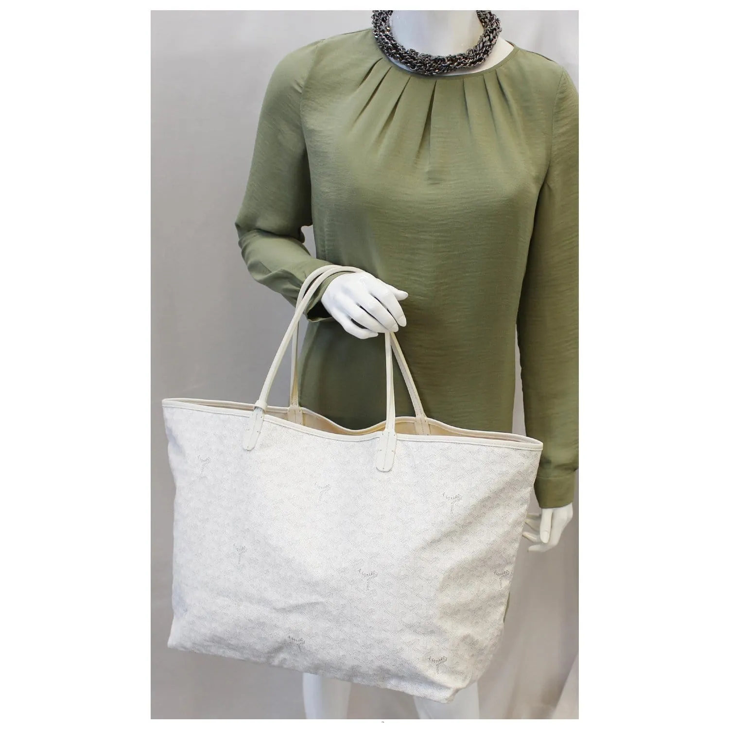 GOYARD Saint Louis GM Tote Shoulder Bag White