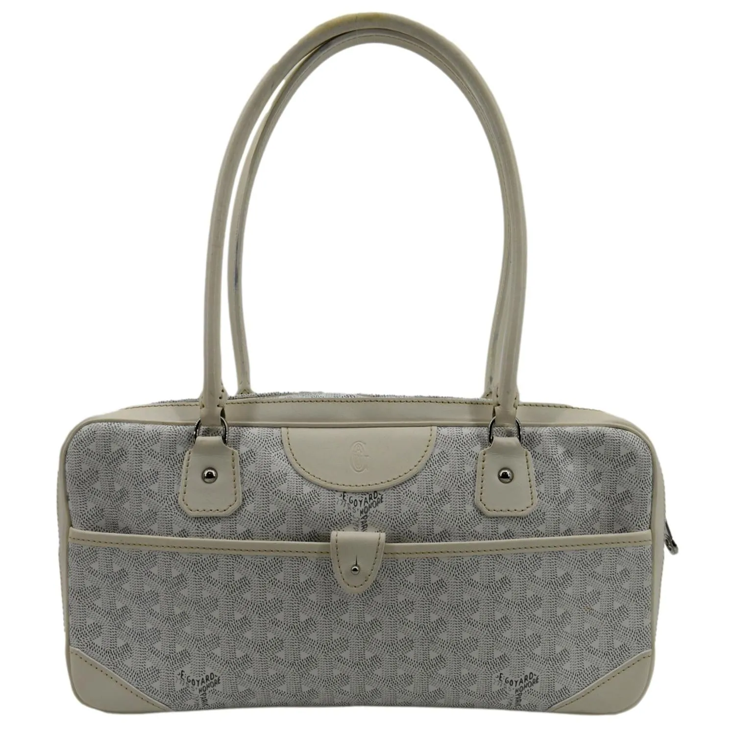 GOYARD Saint Martin Chevron Print Coated Canvas Shoulder Bag White