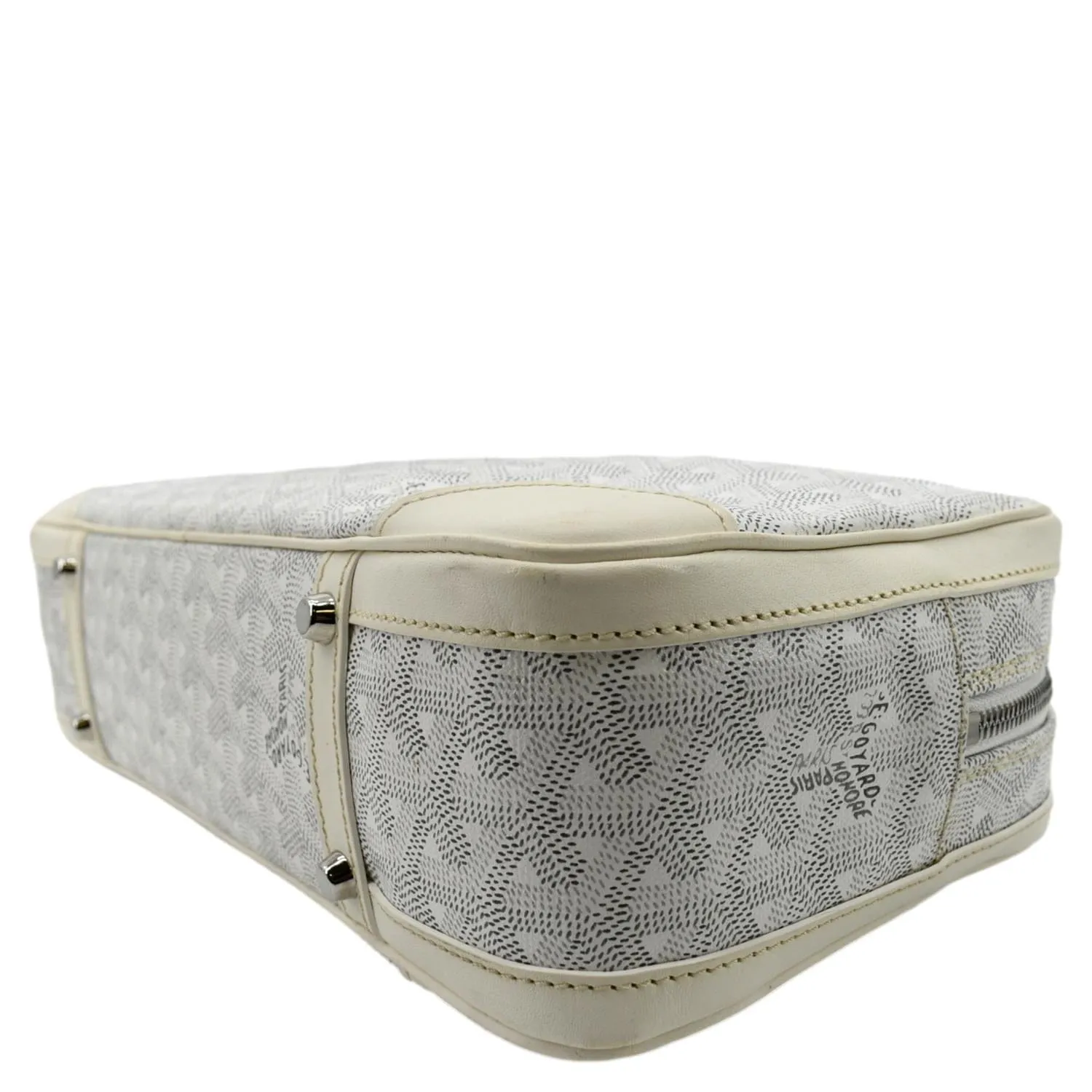 GOYARD Saint Martin Chevron Print Coated Canvas Shoulder Bag White