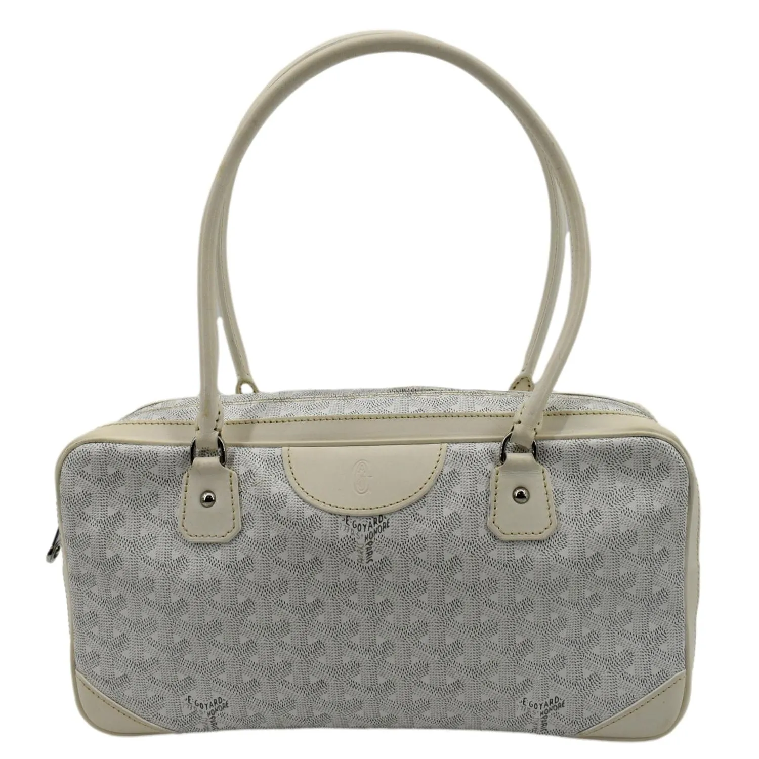 GOYARD Saint Martin Chevron Print Coated Canvas Shoulder Bag White