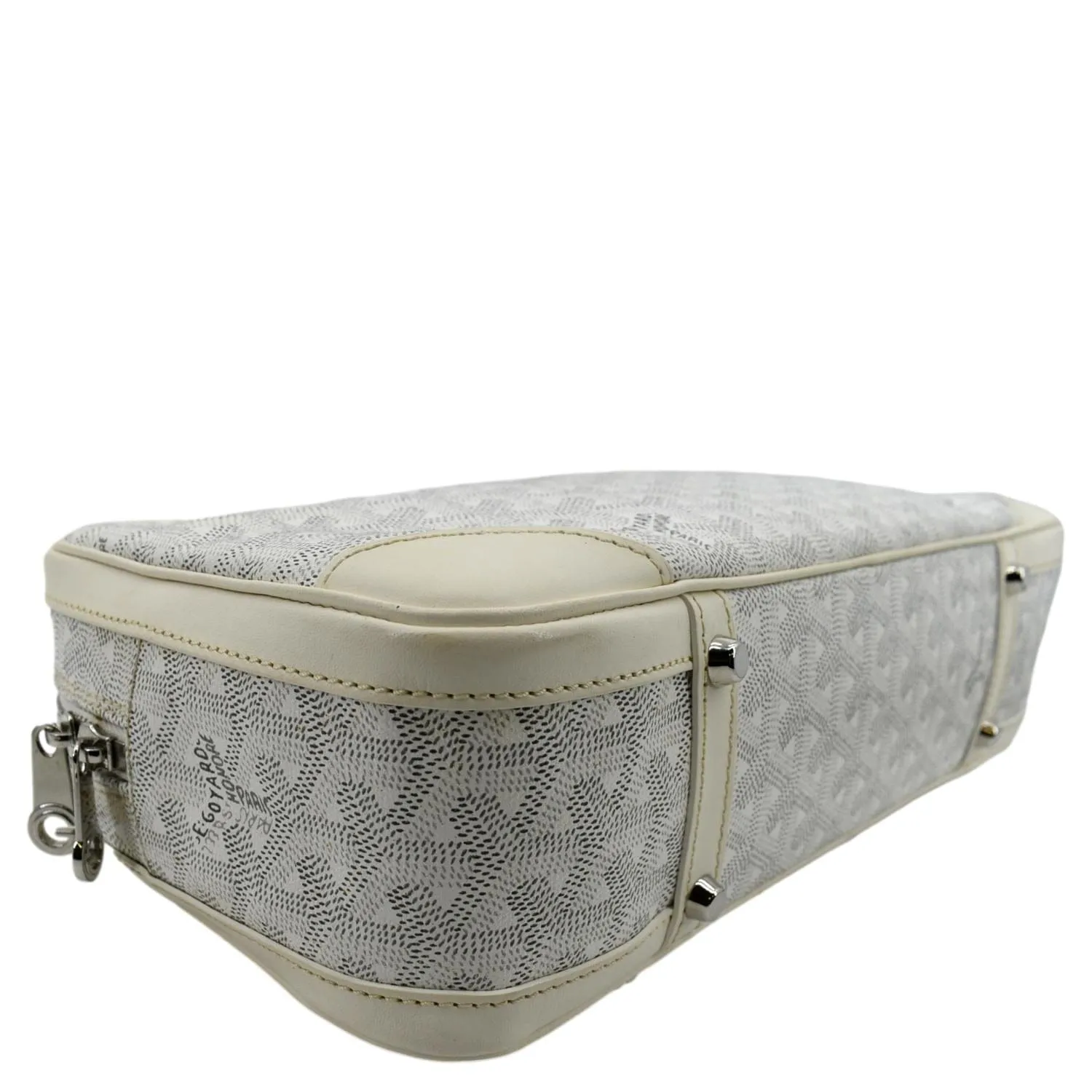GOYARD Saint Martin Chevron Print Coated Canvas Shoulder Bag White