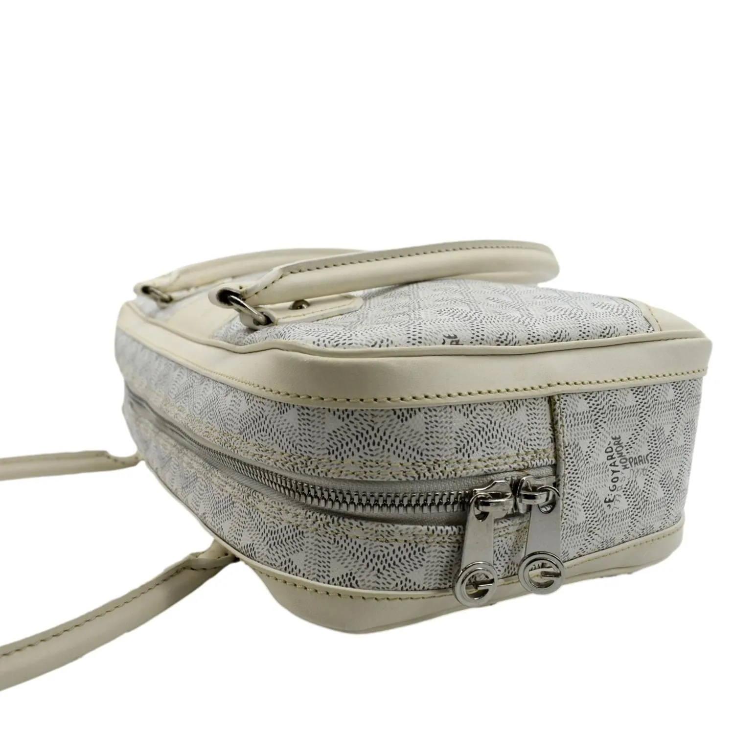 GOYARD Saint Martin Chevron Print Coated Canvas Shoulder Bag White