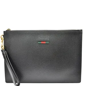 GUCCI Agora Web Leather Bag Black 428758