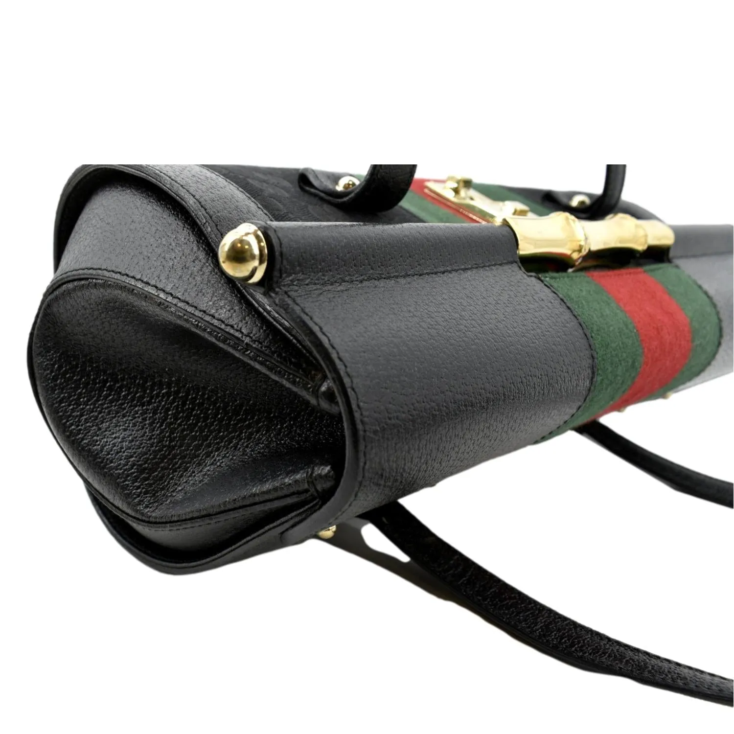 GUCCI Bamboo Bullet Calfskin Leather Satchel Bag Black 131496