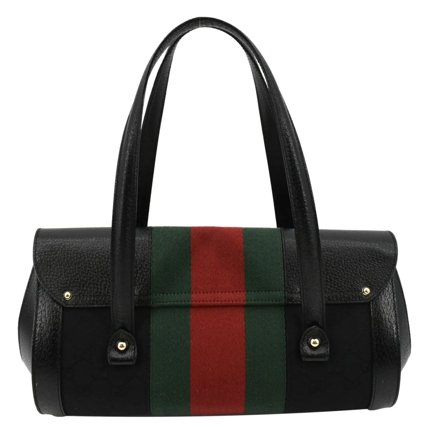 GUCCI Bamboo Bullet Calfskin Leather Satchel Bag Black 131496