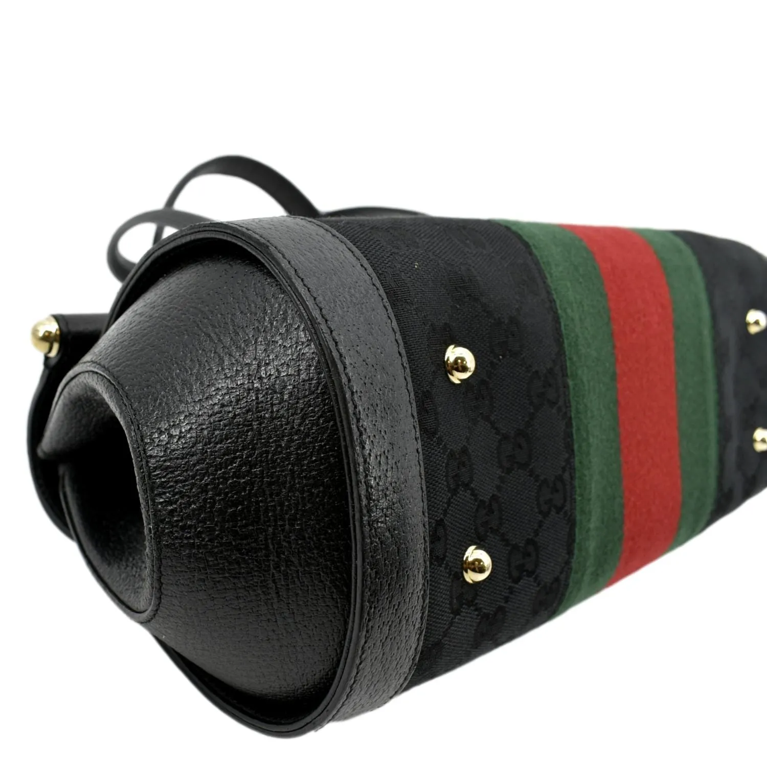 GUCCI Bamboo Bullet Calfskin Leather Satchel Bag Black 131496