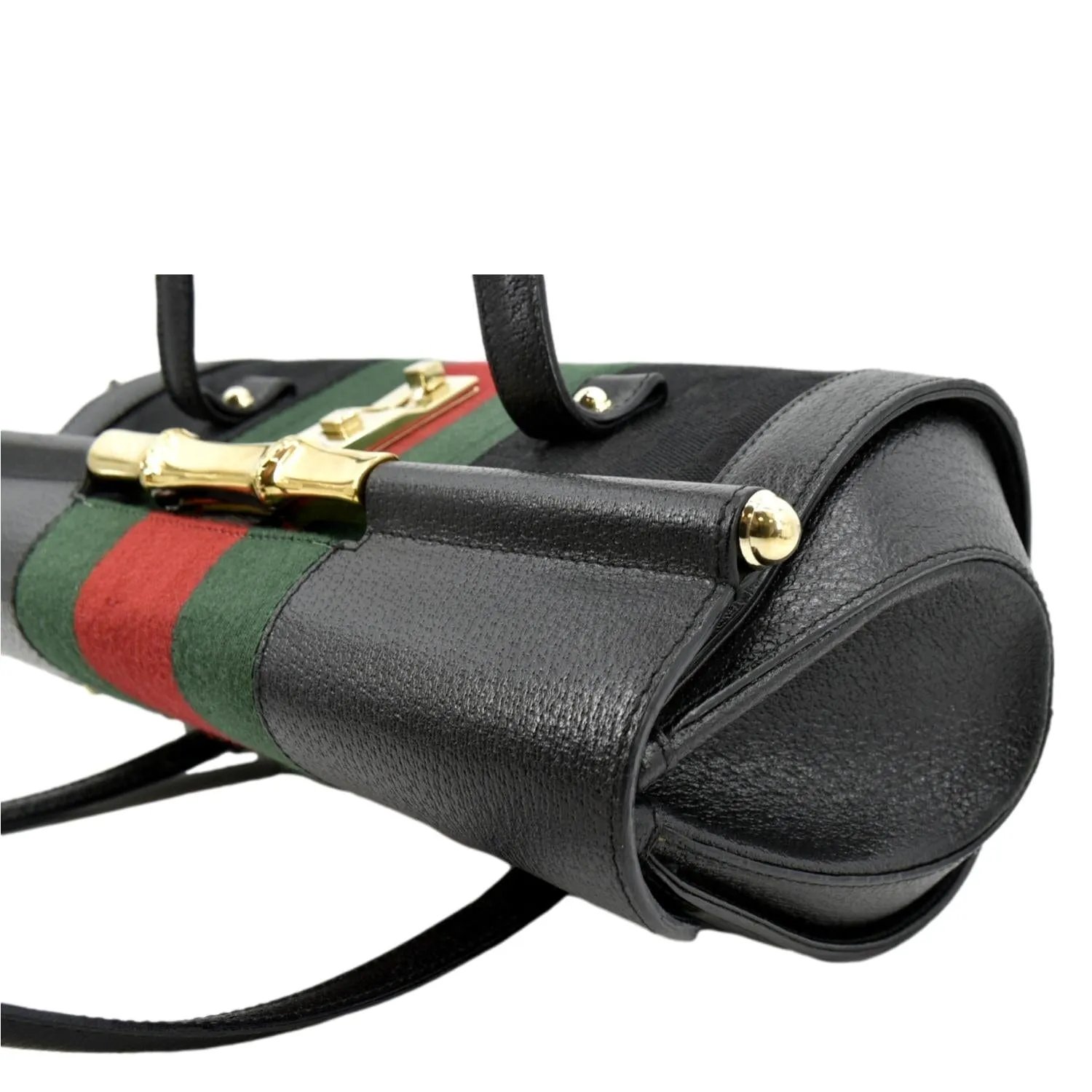 GUCCI Bamboo Bullet Calfskin Leather Satchel Bag Black 131496