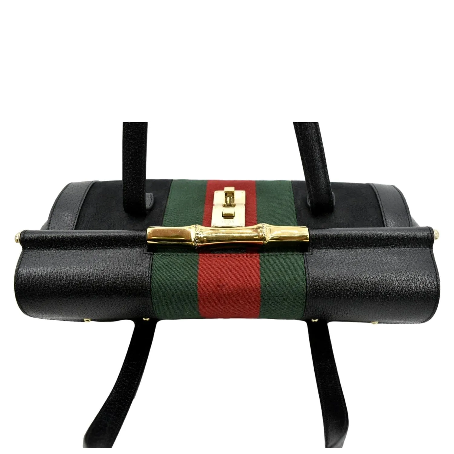 GUCCI Bamboo Bullet Calfskin Leather Satchel Bag Black 131496