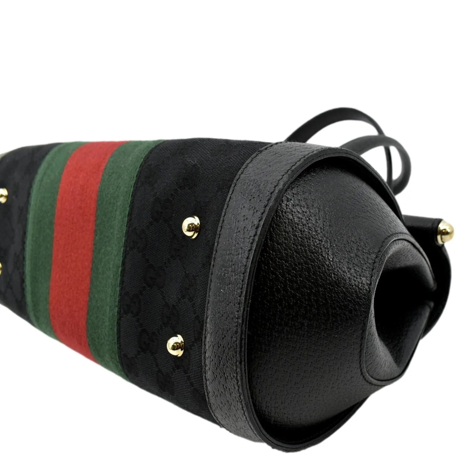 GUCCI Bamboo Bullet Calfskin Leather Satchel Bag Black 131496