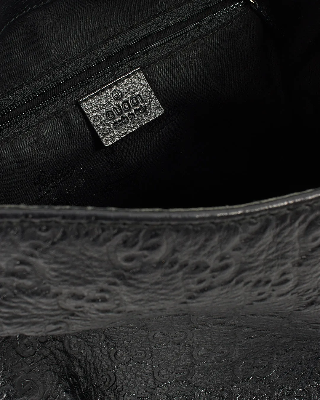 Gucci Black Leather Guccisima Large New Ladies Web Hobo Bag