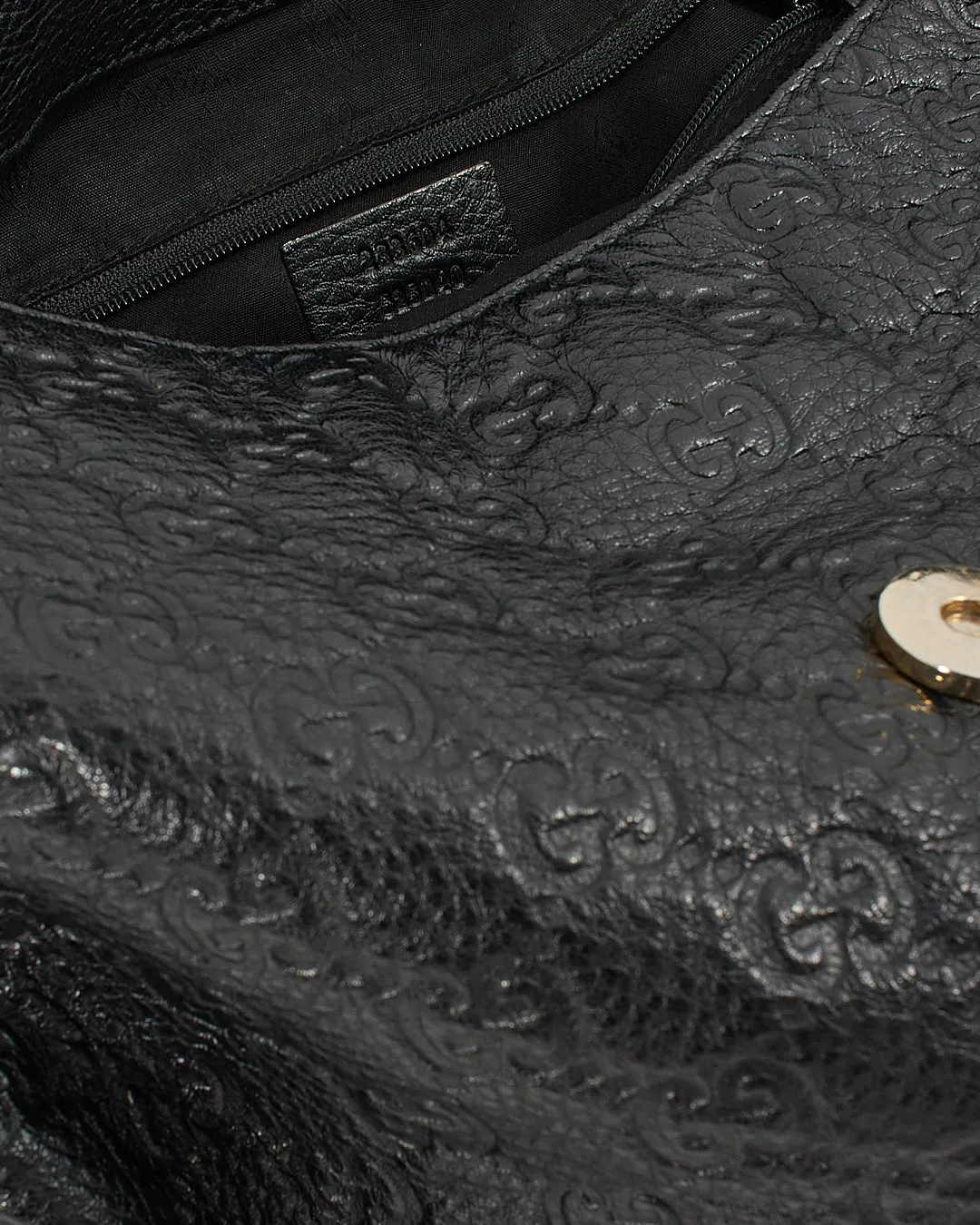 Gucci Black Leather Guccisima Large New Ladies Web Hobo Bag