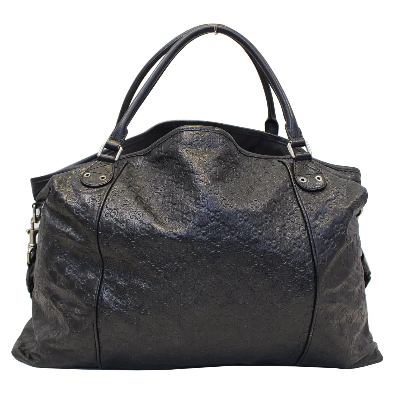 GUCCI Black Leather Signature Extra Large Tote Bag 189680