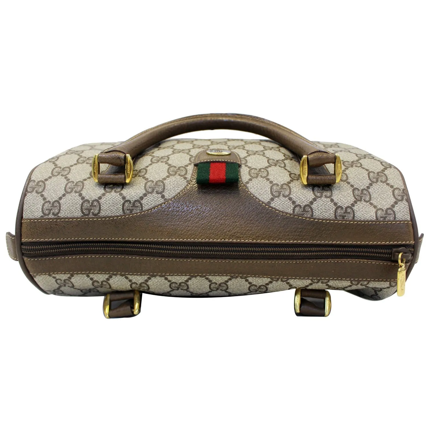 GUCCI Boston Doctor GG Canvas Satchel Handbag Taupe