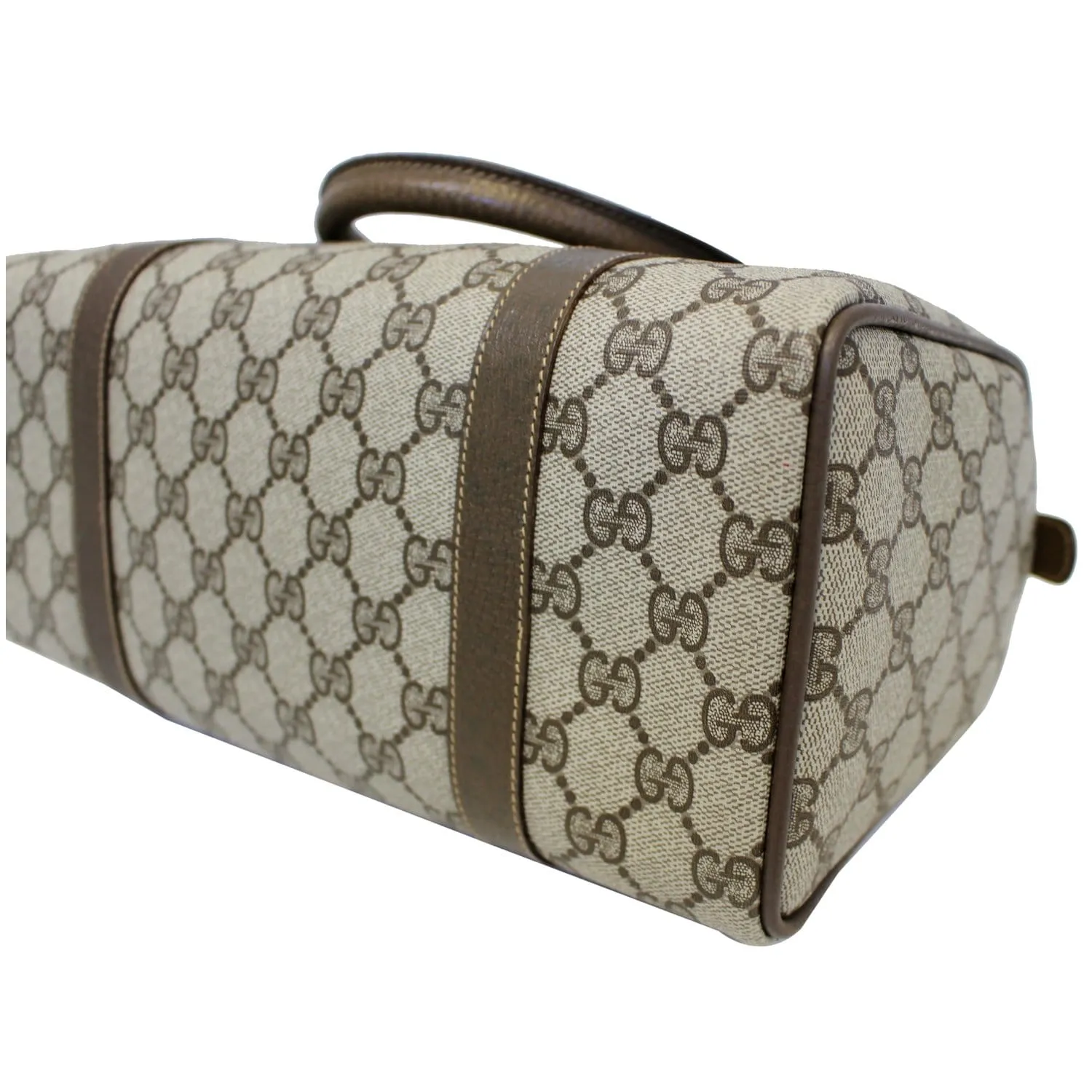 GUCCI Boston Doctor GG Canvas Satchel Handbag Taupe