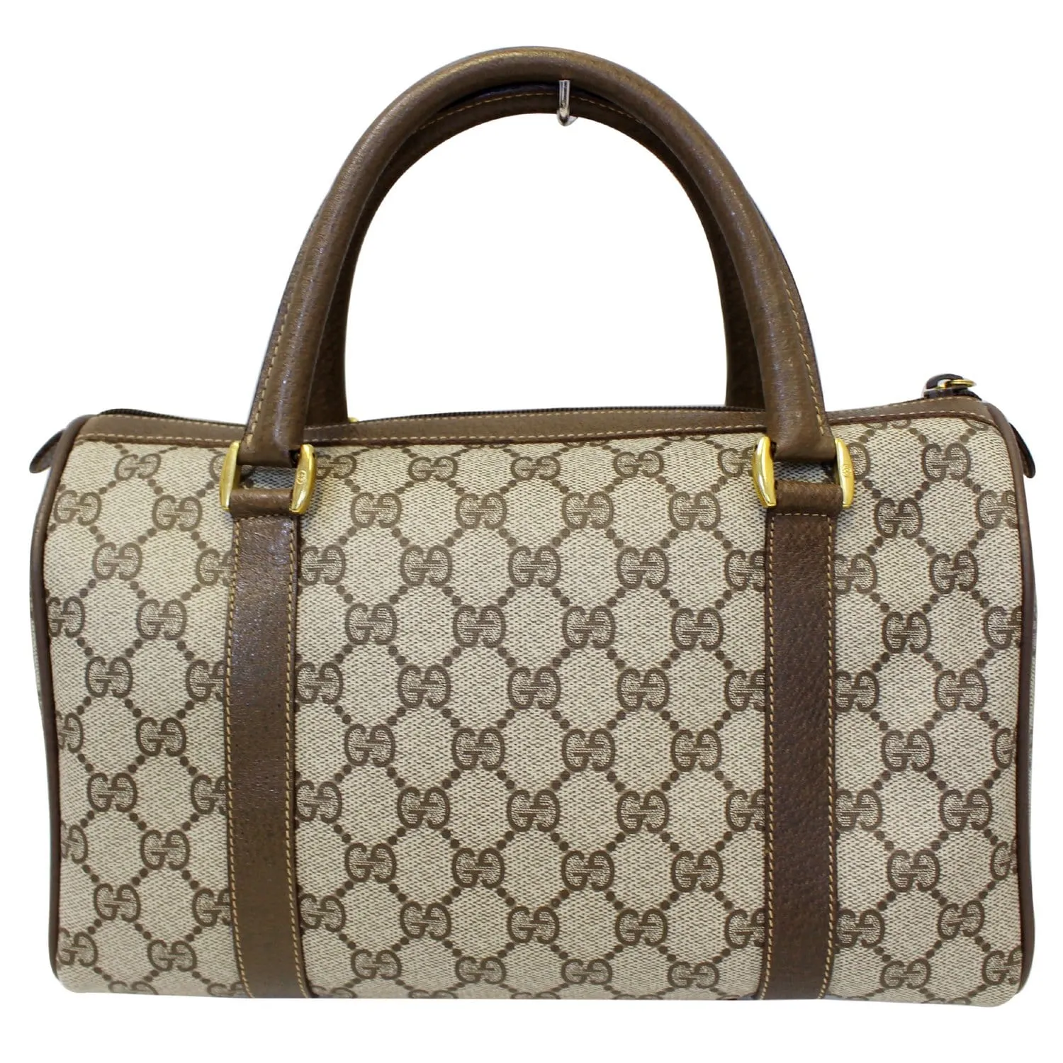 GUCCI Boston Doctor GG Canvas Satchel Handbag Taupe
