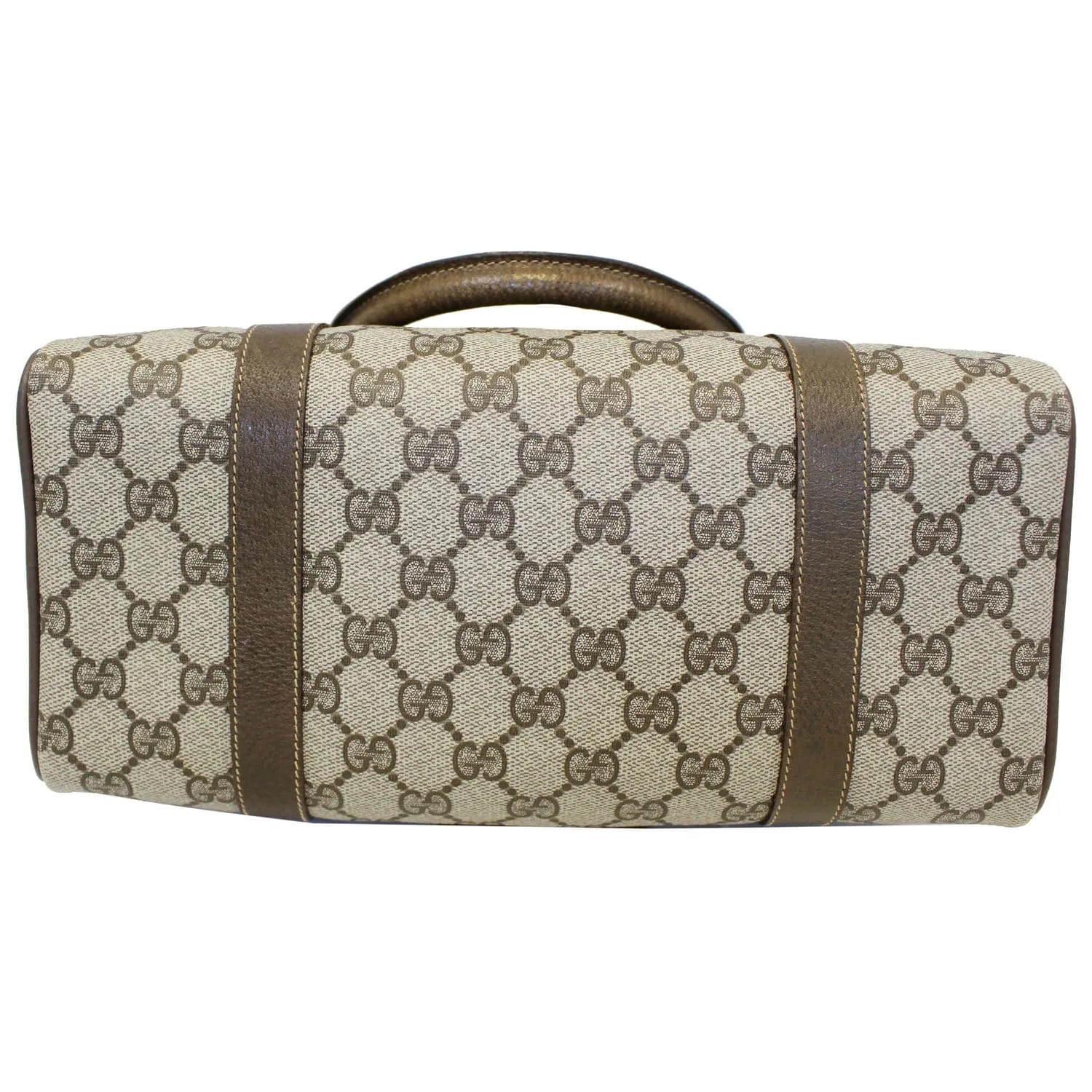 GUCCI Boston Doctor GG Canvas Satchel Handbag Taupe