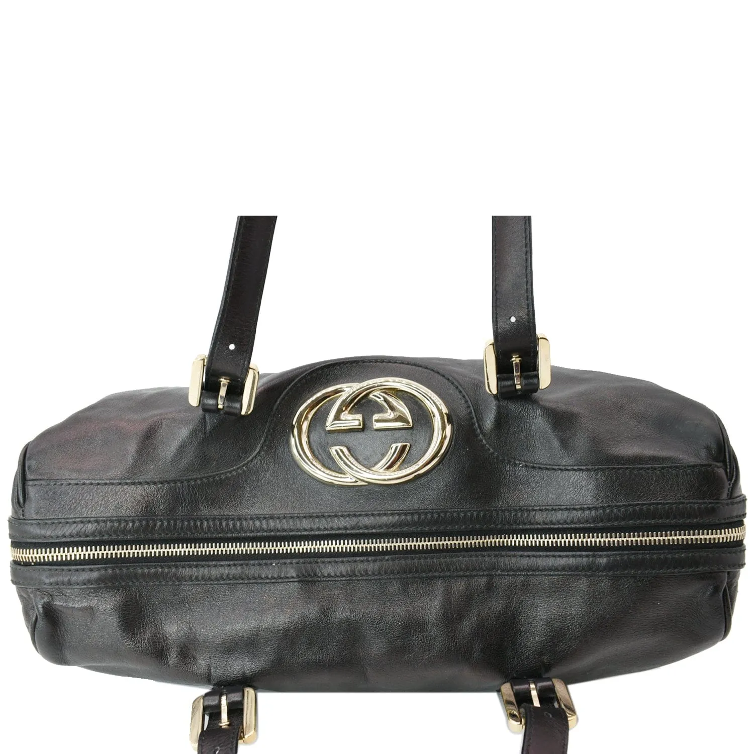 GUCCI Britt Leather Satchel Bag Black 170010