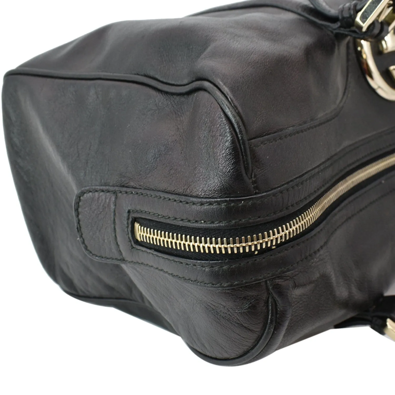 GUCCI Britt Leather Satchel Bag Black 170010