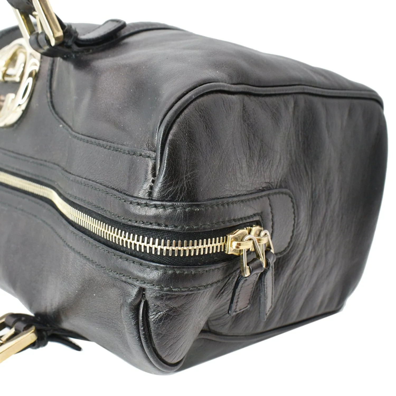 GUCCI Britt Leather Satchel Bag Black 170010