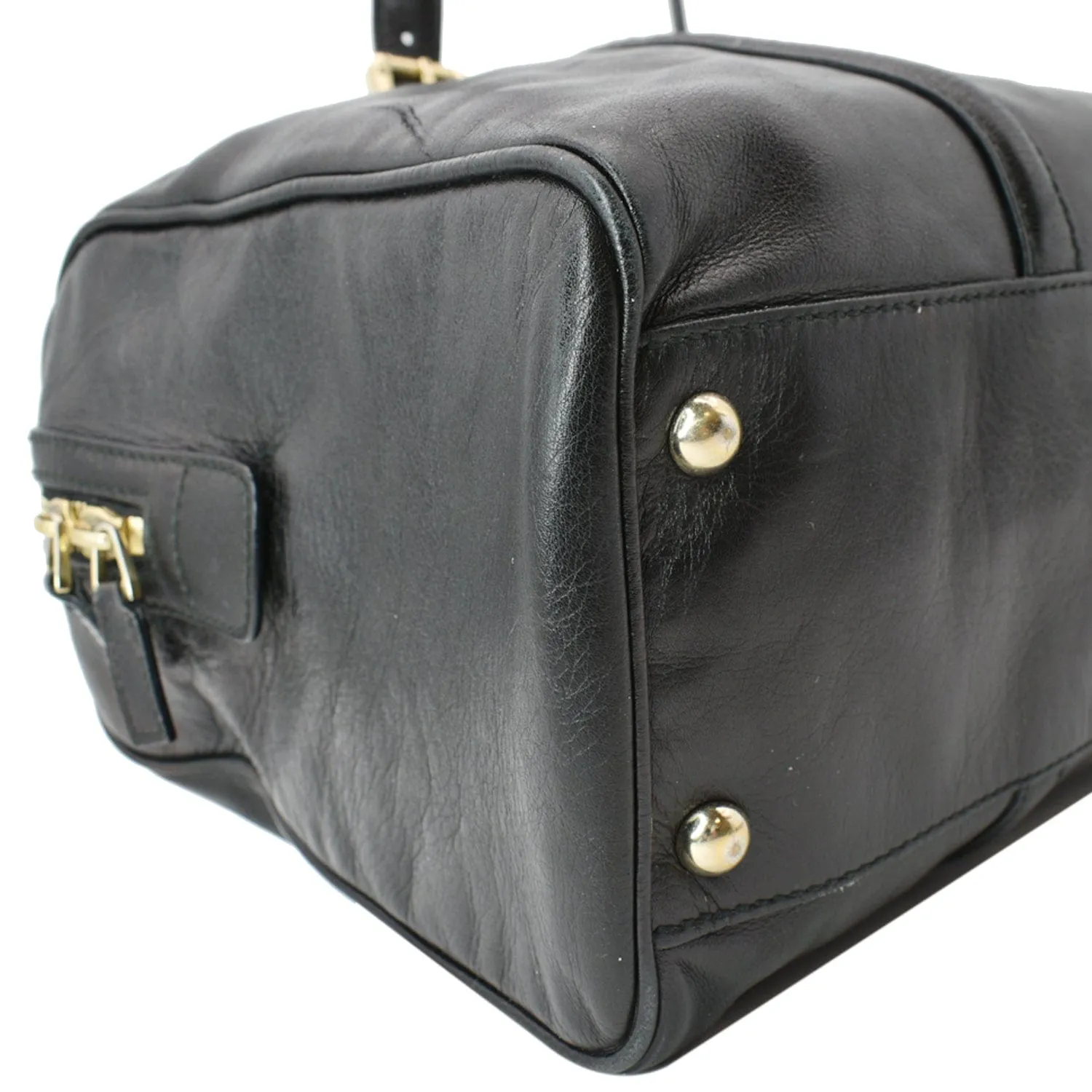 GUCCI Britt Leather Satchel Bag Black 170010