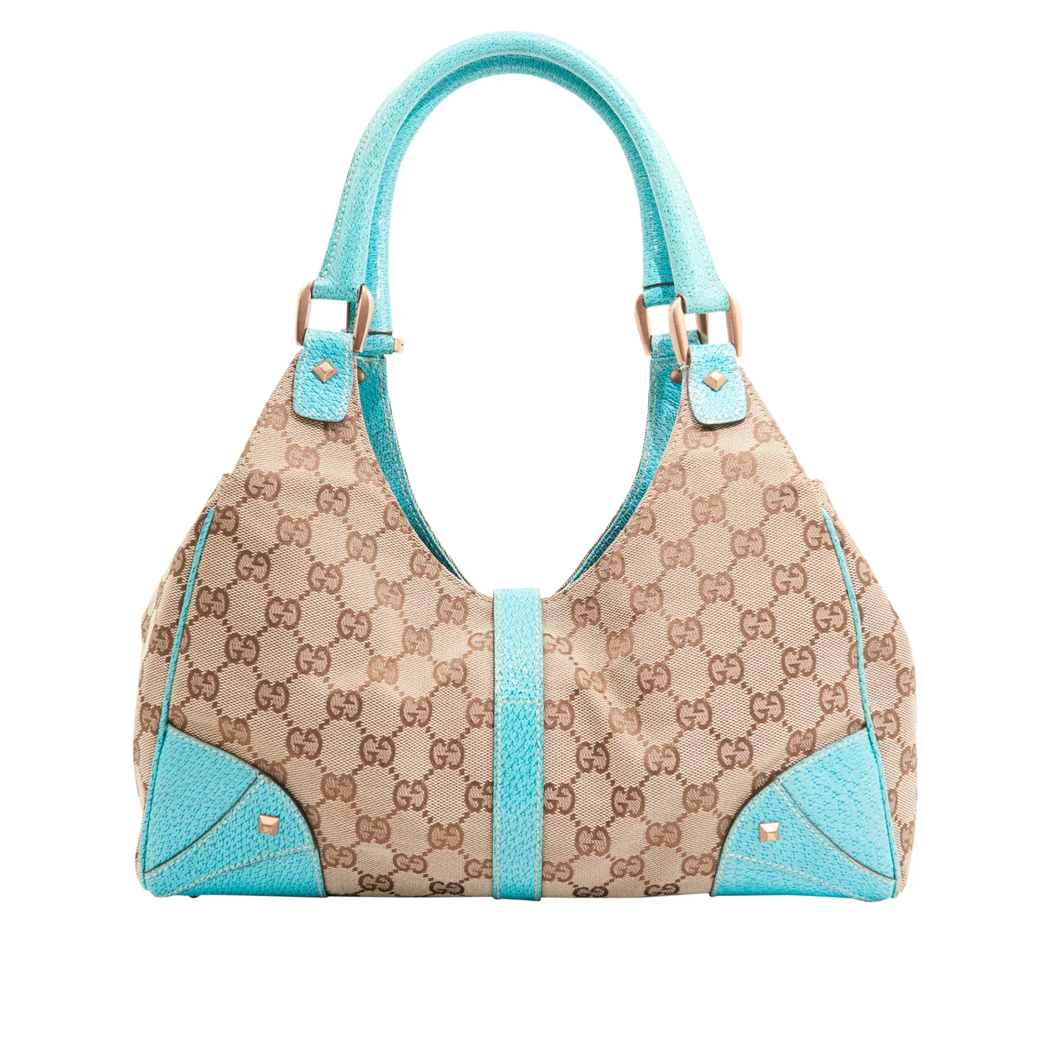 Gucci Canvas Bamboo Jackie in GG Supreme Canvas and Blue Leather