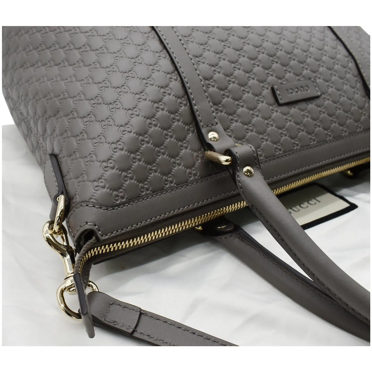 GUCCI Convertible GG Microguccissima Leather Satchel Bag Grey 449656