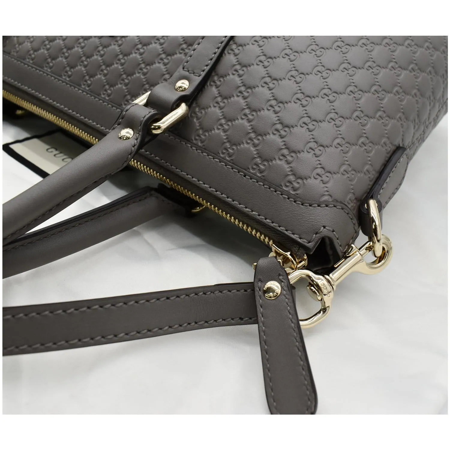 GUCCI Convertible GG Microguccissima Leather Satchel Bag Grey 449656