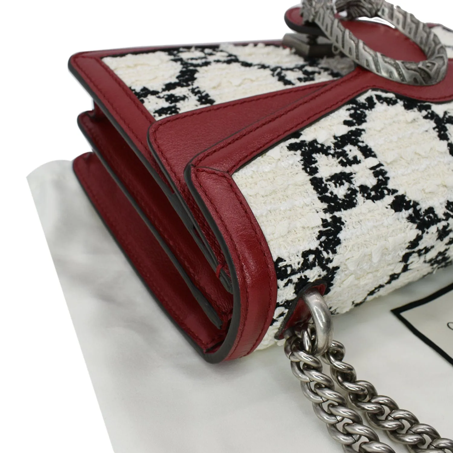 GUCCI Dionysus GG Tweed Small Shoulder Bag Cerise 400249