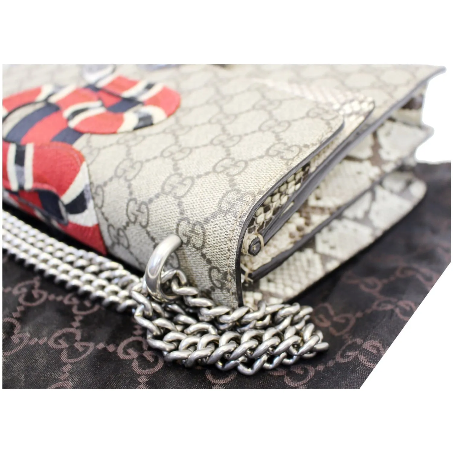 GUCCI Dionysus Medium GG Supreme Embroidered Shoulder Bag 400235 Beige