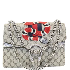GUCCI Dionysus Medium GG Supreme Embroidered Shoulder Bag 400235 Beige