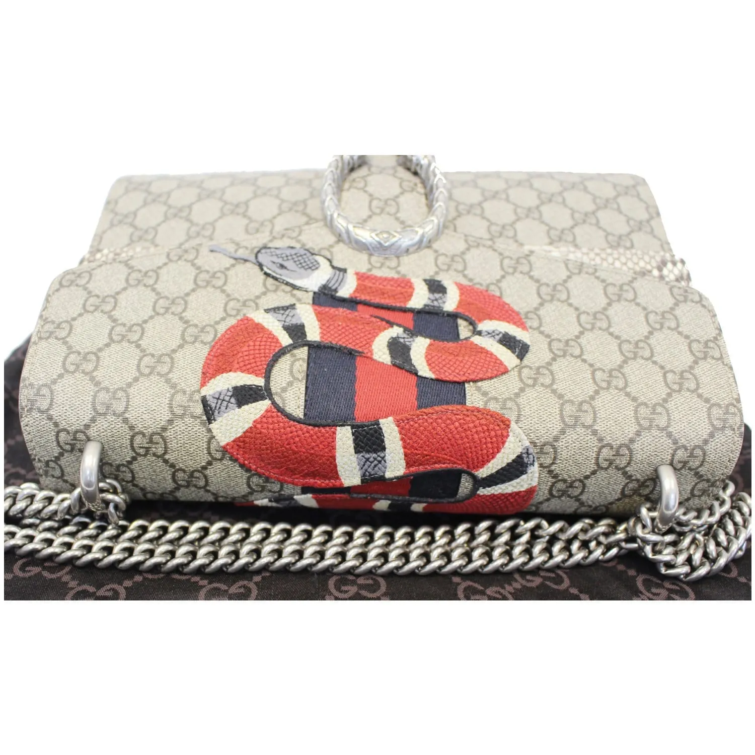 GUCCI Dionysus Medium GG Supreme Embroidered Shoulder Bag 400235 Beige