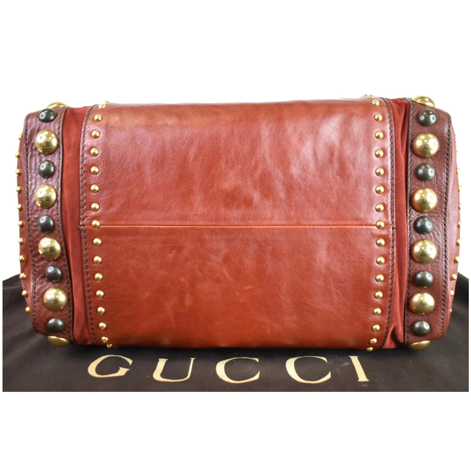 GUCCI GG Crystal Babouska Large Leather Indy Boston Bag 207296 Red