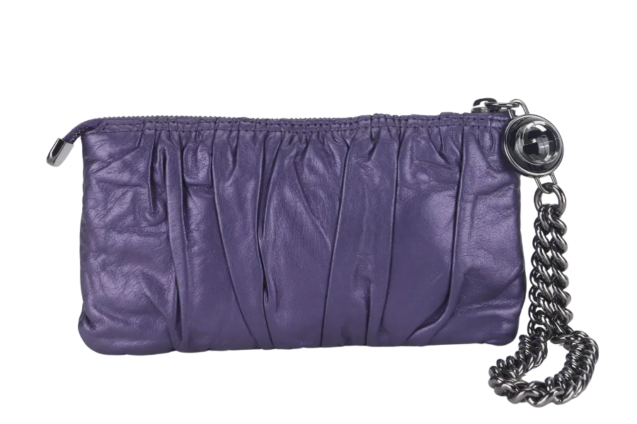 GUCCI GG INTERLOCKING GALAXY POUCH PURPLE LEATHER NO DUST COVER