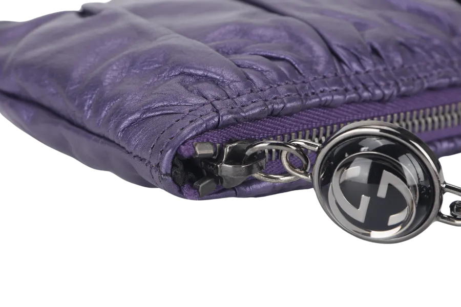 GUCCI GG INTERLOCKING GALAXY POUCH PURPLE LEATHER NO DUST COVER