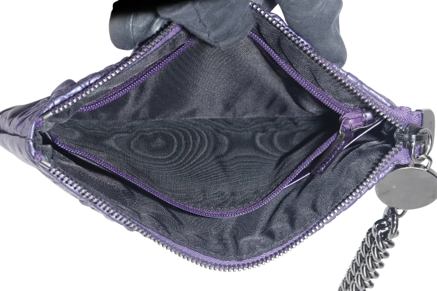 GUCCI GG INTERLOCKING GALAXY POUCH PURPLE LEATHER NO DUST COVER