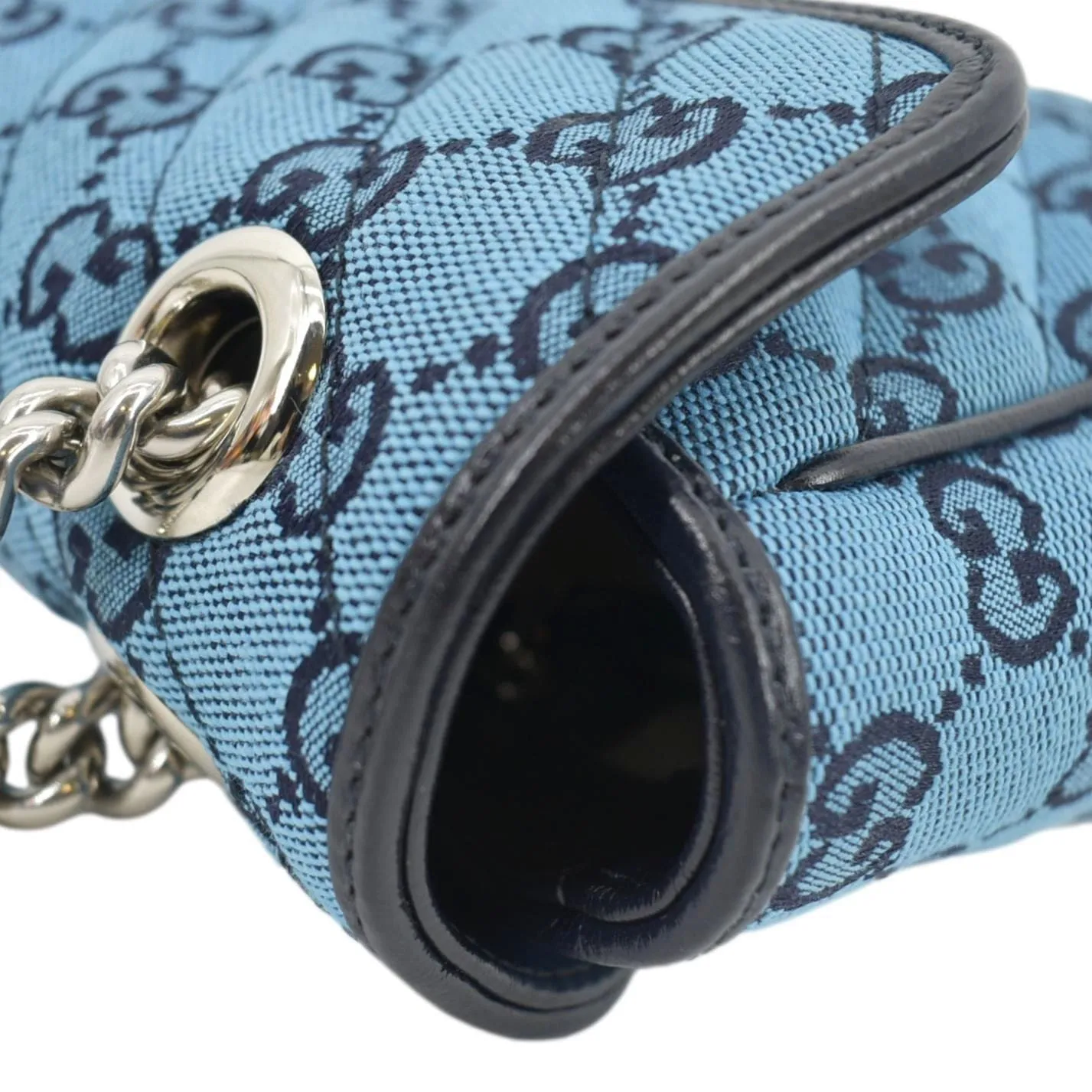 GUCCI GG Marmont Small Matelasse Canvas Shoulder Bag Blue 443497