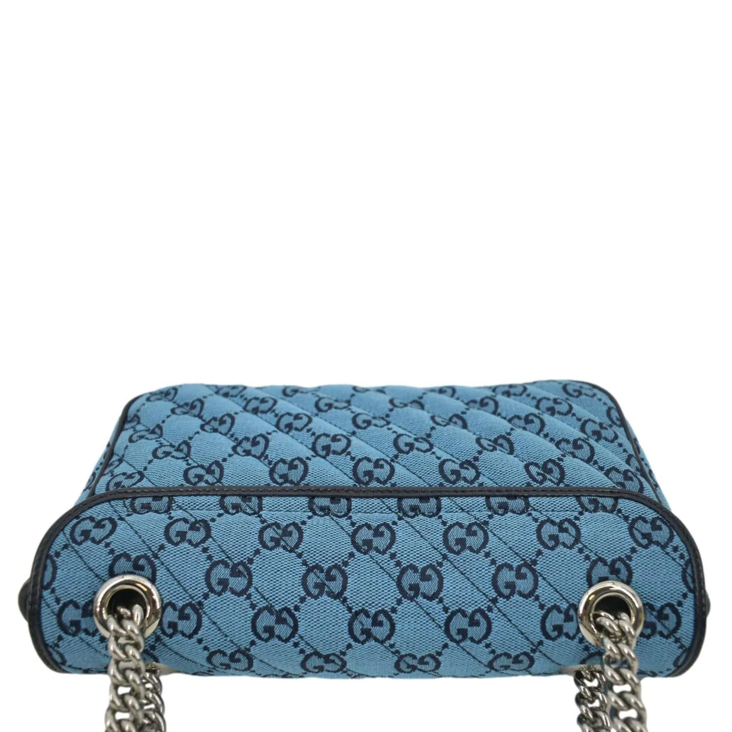 GUCCI GG Marmont Small Matelasse Canvas Shoulder Bag Blue 443497