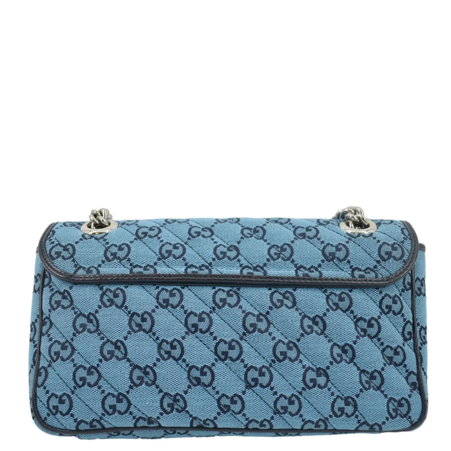GUCCI GG Marmont Small Matelasse Canvas Shoulder Bag Blue 443497