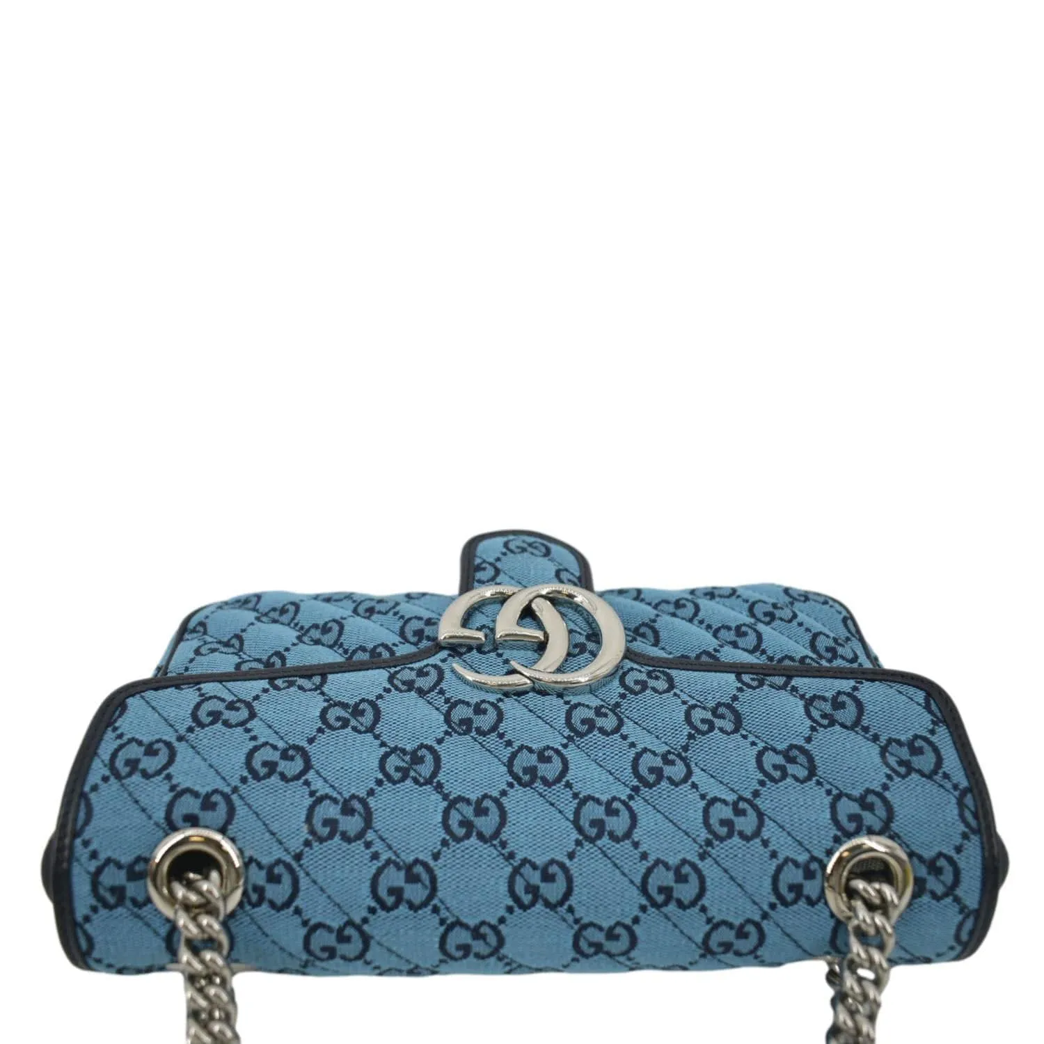 GUCCI GG Marmont Small Matelasse Canvas Shoulder Bag Blue 443497